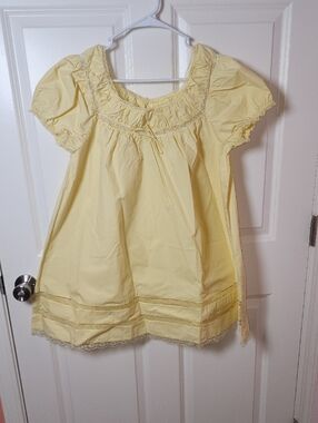 Cider Light Yellow Lace-Trim Peasant Small Dress 100% Cotton